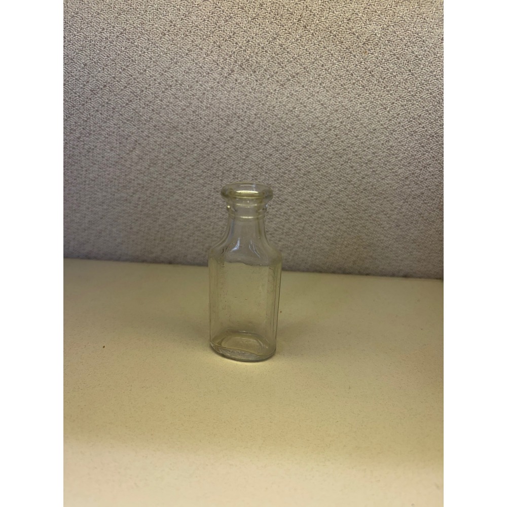 Vintage Owens-Illinois Clear Glass Apothecary Bottle 3 1/2 Diamond O I Logo